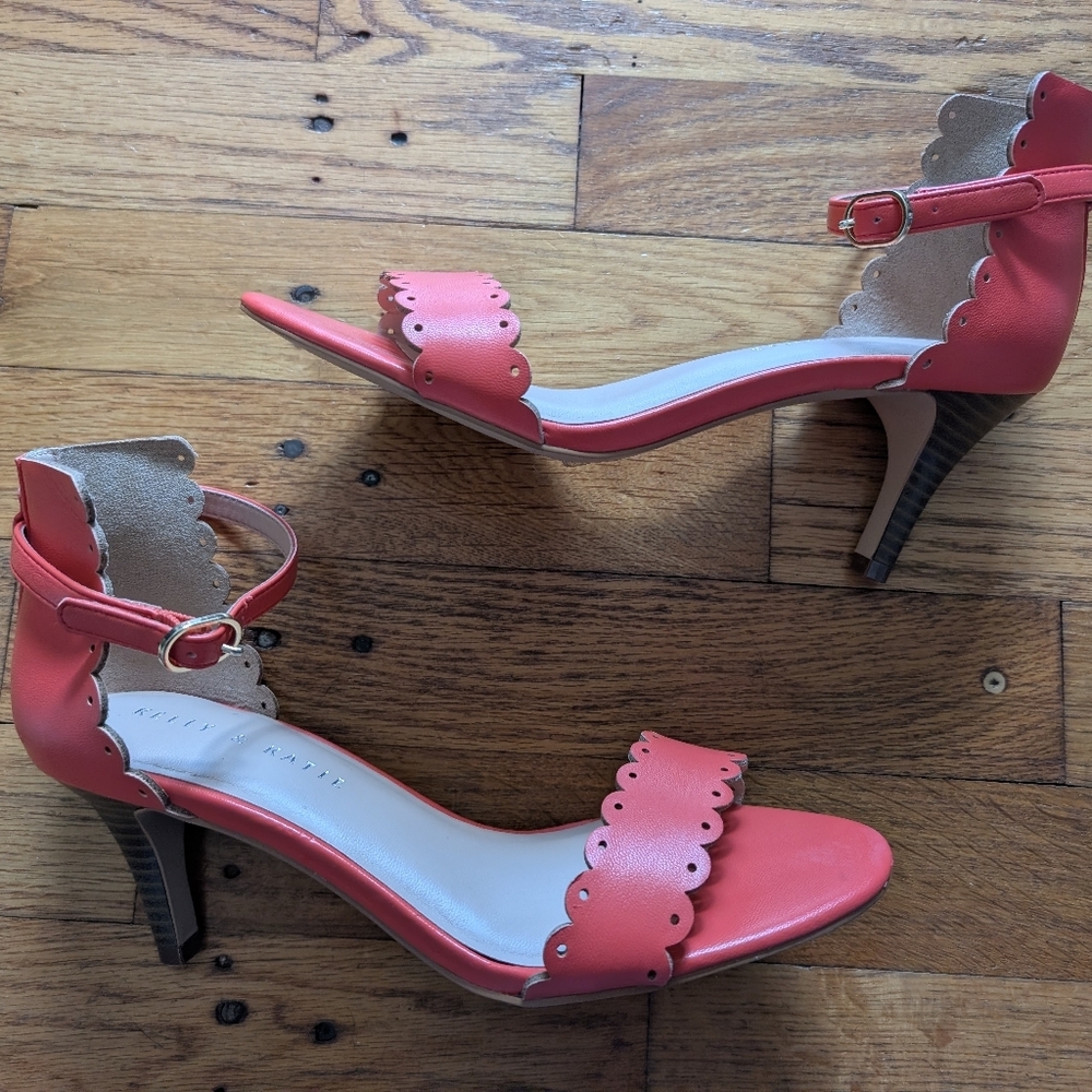 Kelly & Katie Coral Scalloped Ankle-Strap Heels - Picture 4 of 7